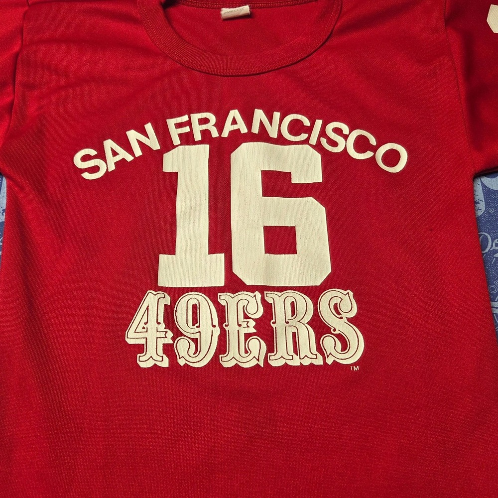 Vintage San Francisco 49ers Joe Montana 16 Jersey Youth S Hutch Red Football - Picture 2 of 7
